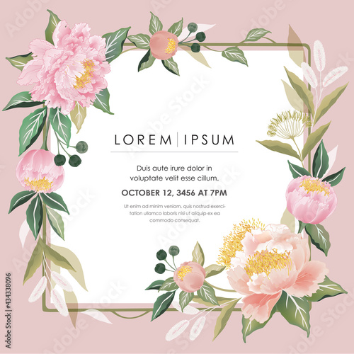 Vector illustration of a beatiful floral frame in spring for Wedding, anniversary, birthday and party. Design for cards, party invitation, Print, Frame Clip Art and Business Advertisement 