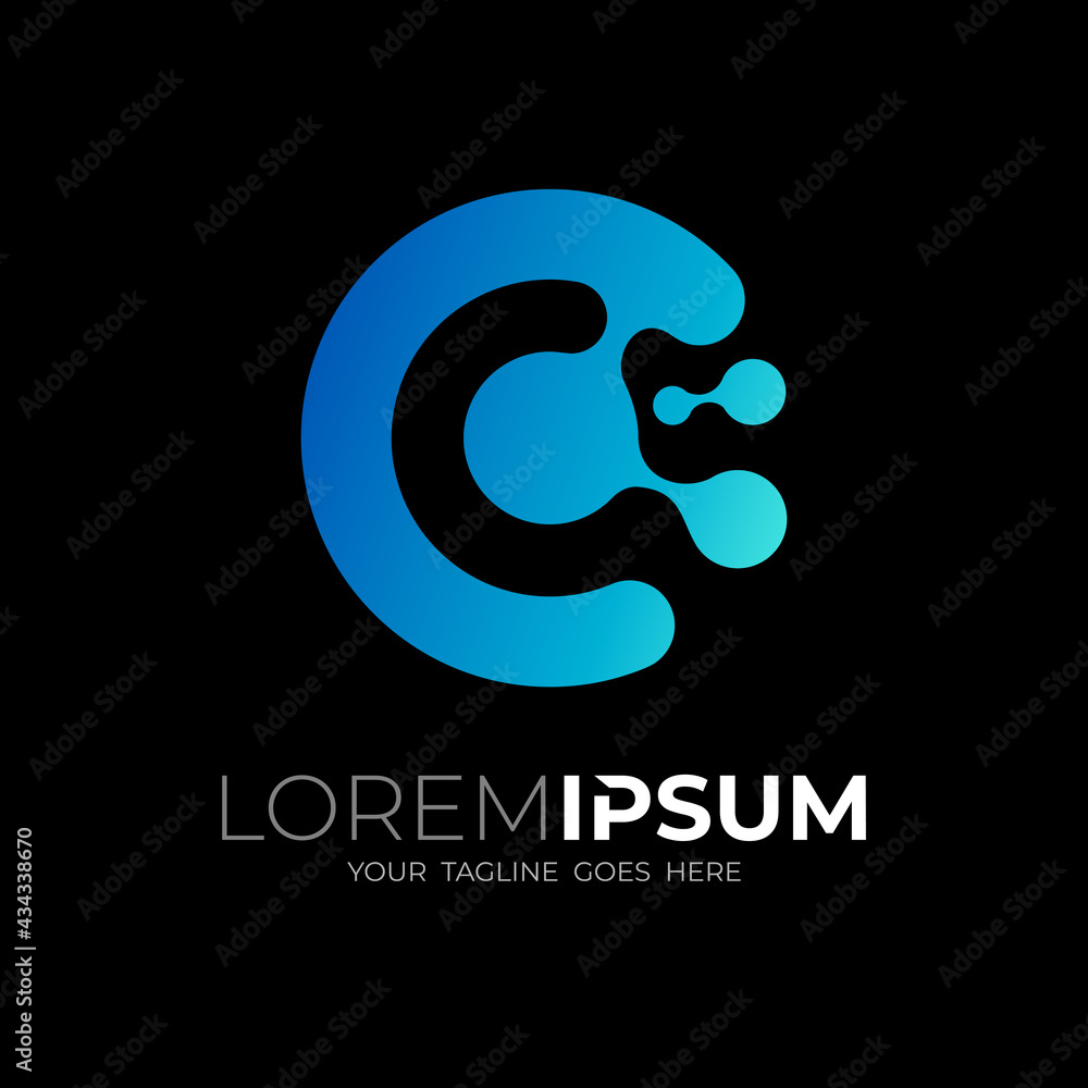 Letter C logo and DNA design combination, blue color Letter C logo and DNA design combination, blue color