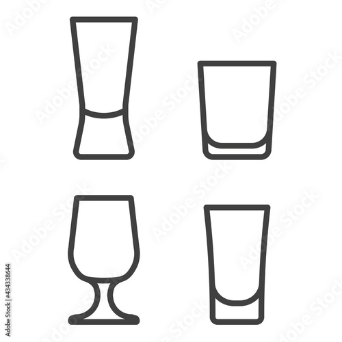 set of vodka drinking glass - vector illustration