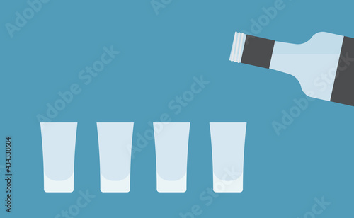 pouring shots of vodka  - vector illustration