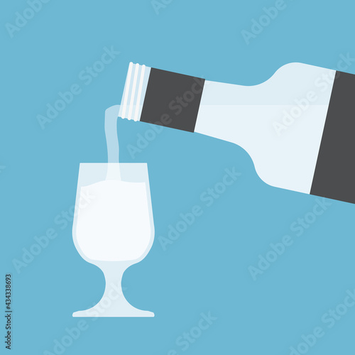 pouring shot of vodka  - vector illustration