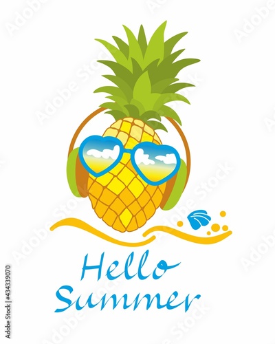 BEACH MUSIC FESTIVAL SUMMER CAMP VACATION TROPICAL SEA TRAVEL PINEAPPLE SYMBOL