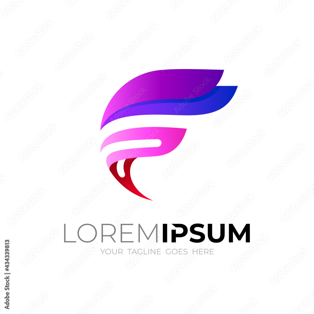 Modern logo and letter F design template, 3d colorful Modern logo and letter F design template, 3d colorful