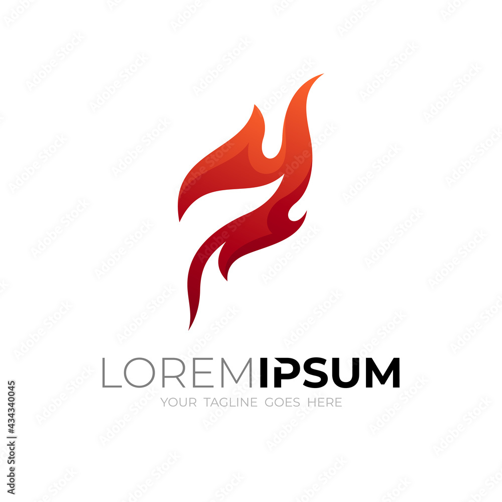 F logo and fire design combination, red color, hot logo F logo and fire design combination, red color, hot logo