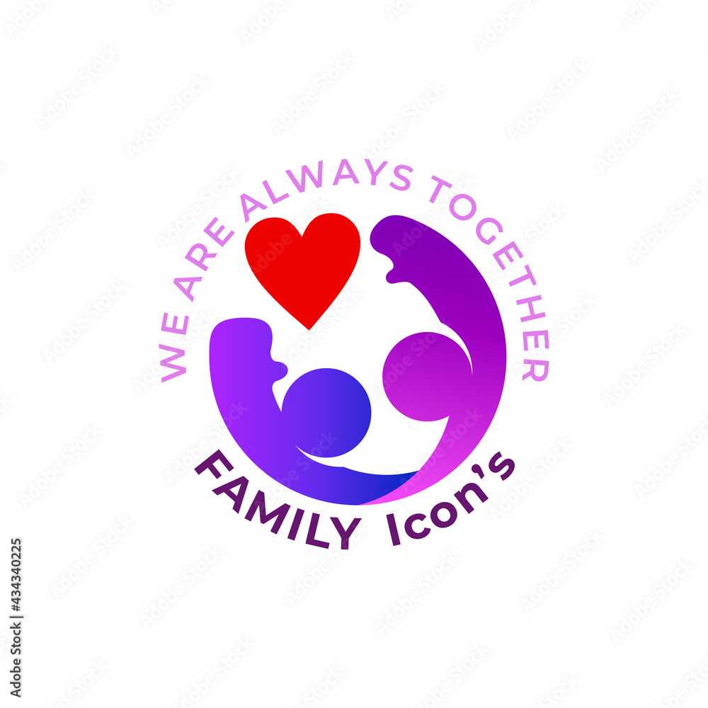Abstract Family icon with circle design social, colorful logos, love Abstract Family icon with circle design social, colorful logos, love