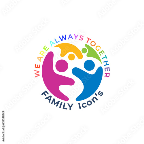Simple family icon with circle design social, colorful design template