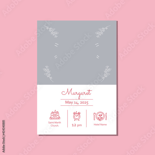 Pink invitation for christening