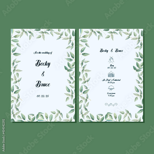 Elegant floral wedding invitation in watercolor