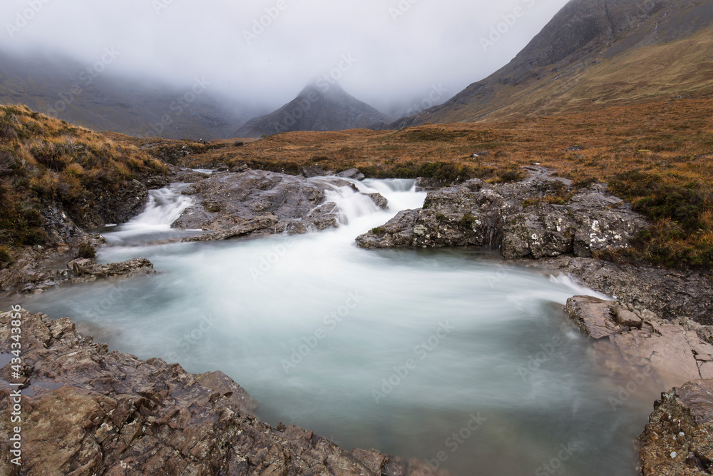 The Fairy Pools during rainy time, Glen Brittle, Skye, Scotland.
