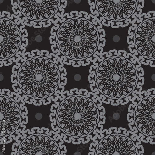 Black-gray seamless pattern with luxurious decorative ornaments. Good for menus, postcards, wall wallpapers, backgrounds, and fabrics. Vector illustration.