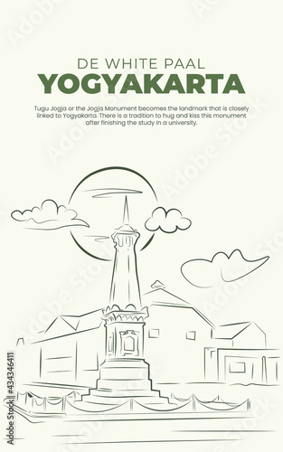 de white pall monument of yogyakarta city vector background