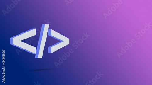 Program code icon on gradient background 3d photo