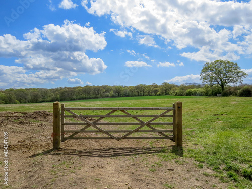 an odd gate to a field without a fence or wire photo