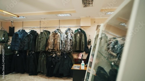 Tactical clothing and equipment store. Interior