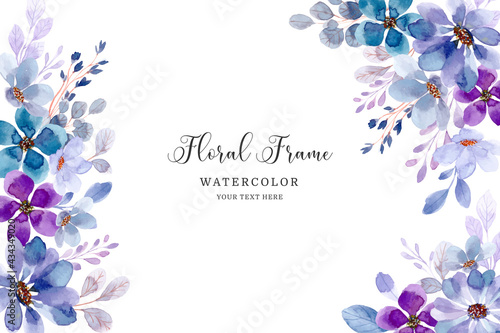 Soft purple floral frame background with watercolor