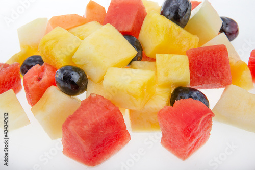 Fruit salad. Pineapple, grapes, melon. Fresh fruit. 