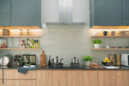 corner of kitchen with modern design room interior