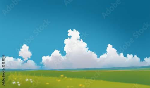 Landscape with sky and grass