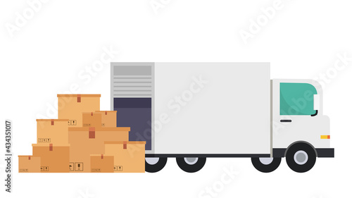 Delivery vehicles. box cartoon vector. free space for text. wallpaper.
