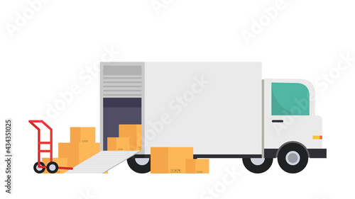 Delivery vehicles. box cartoon vector. free space for text. wallpaper.