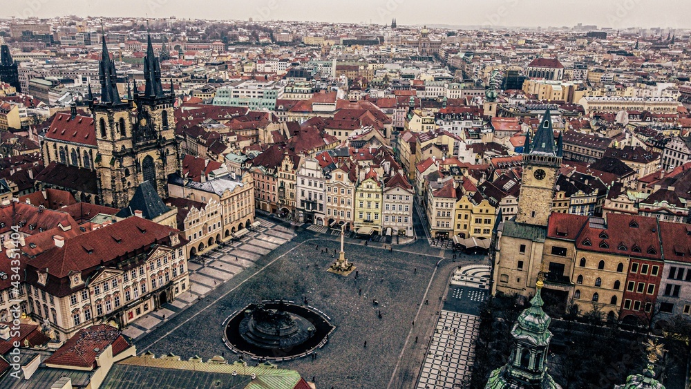 aerial view of the Prague square