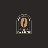 Vintage flying coffee logo design
