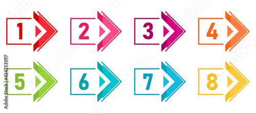 Flat arrow direction bullet points number vector
