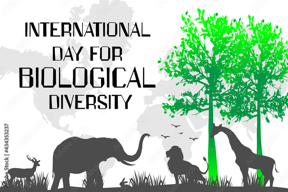 International Day for Biological Diversity illustration art. silhouette ...