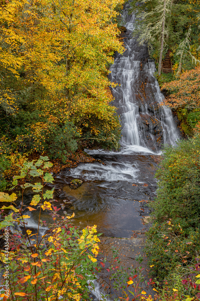  Carson Creek Falls in Autumn in North Carolina