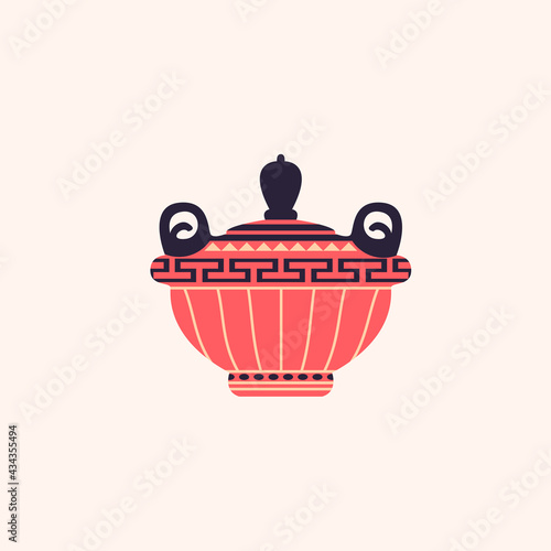 Ancient Greek amphora isolated vector illustration. Antique Greece vase design element. 
