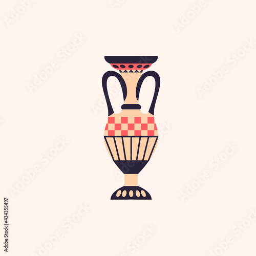 Ancient Greek amphora isolated vector illustration. Antique Greece vase design element.  photo