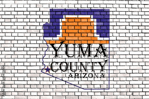 flag of Yuma County, Arizona painted on brick wall