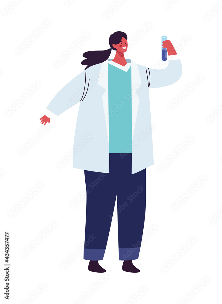 female scientist with tube test female scientist with tube test
