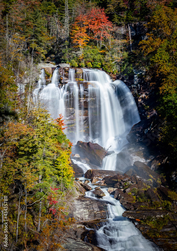 Fall colors surround Whitewater falls in NC