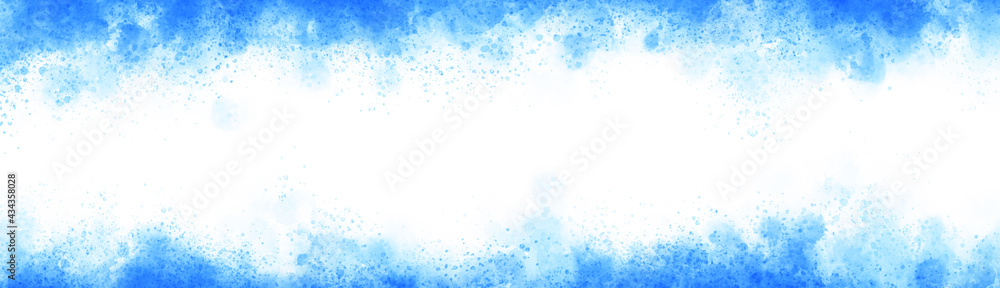 青色　水色の水彩の筆の跡　夏　海　背景素材　テクスチャ