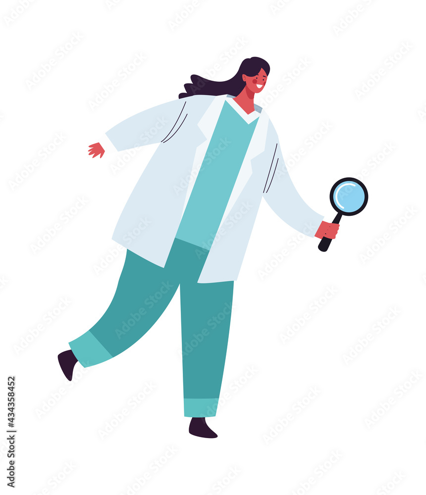 female scientist with magnifying female scientist with magnifying