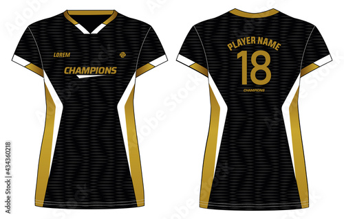 Women Sports Jersey t-shirt design concept Illustration suitable for girls and Ladies for Volleyball jersey, Football, badminton, Soccer, netball and tennis, v neck Sport uniform kit for sports