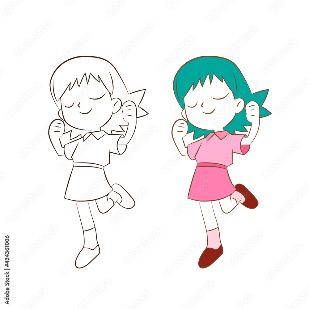 cute cartoon girl on white background, vector llustration. cute cartoon girl on white background, vector llustration.