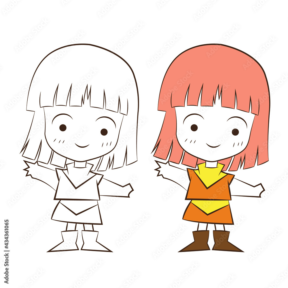 cute cartoon girl on white background, vector llustration. cute cartoon girl on white background, vector llustration.