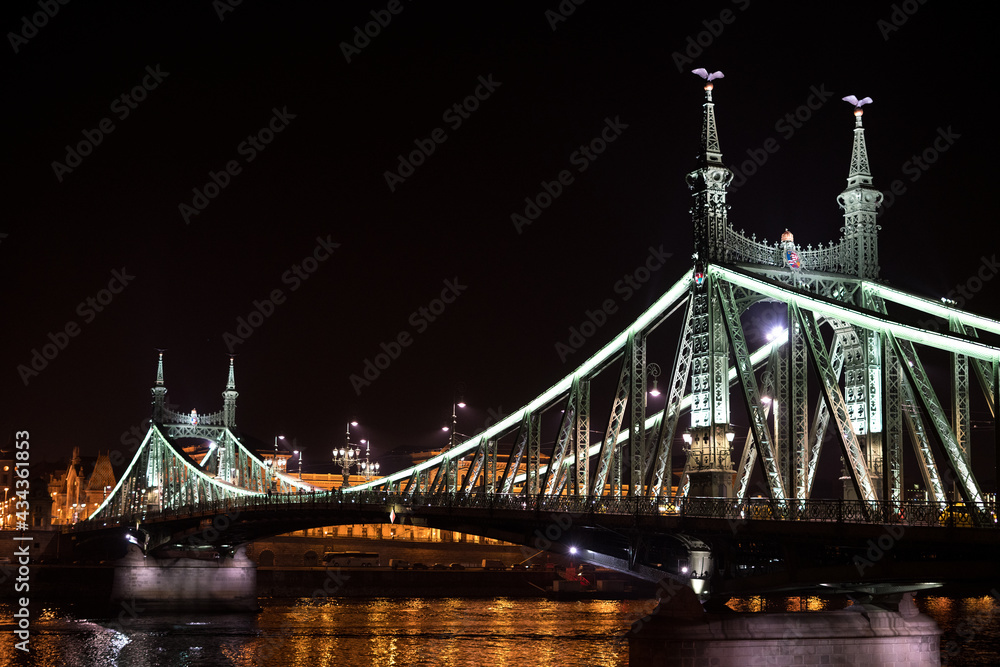Obraz premium Budapest's Liberty Bridge night view