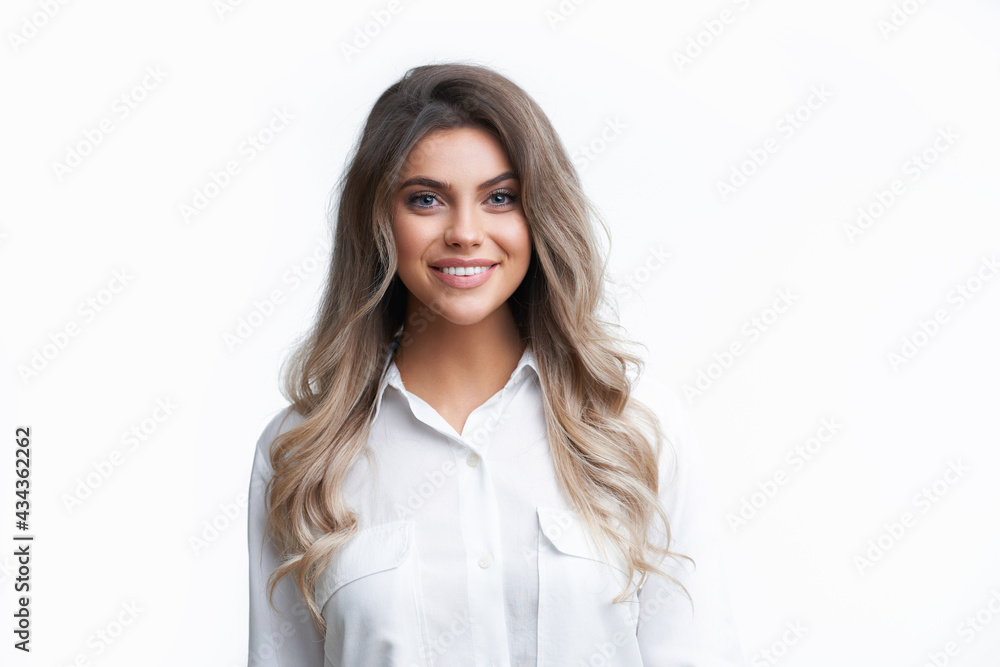 Beautiful adult woman portrait. Studio shot, isolated on white background Beautiful adult woman portrait. Studio shot, isolated on white background