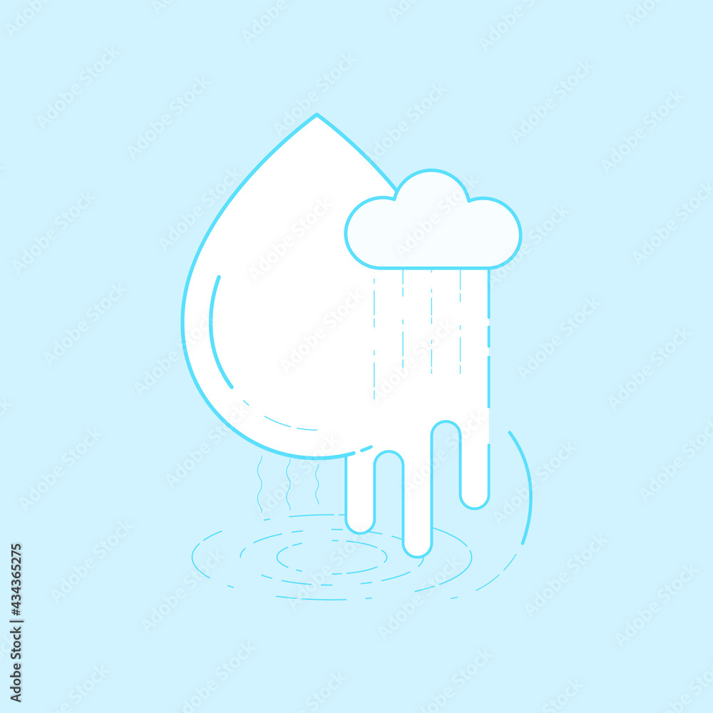 Different form of water. Water cycle. Vector illustration outline flat