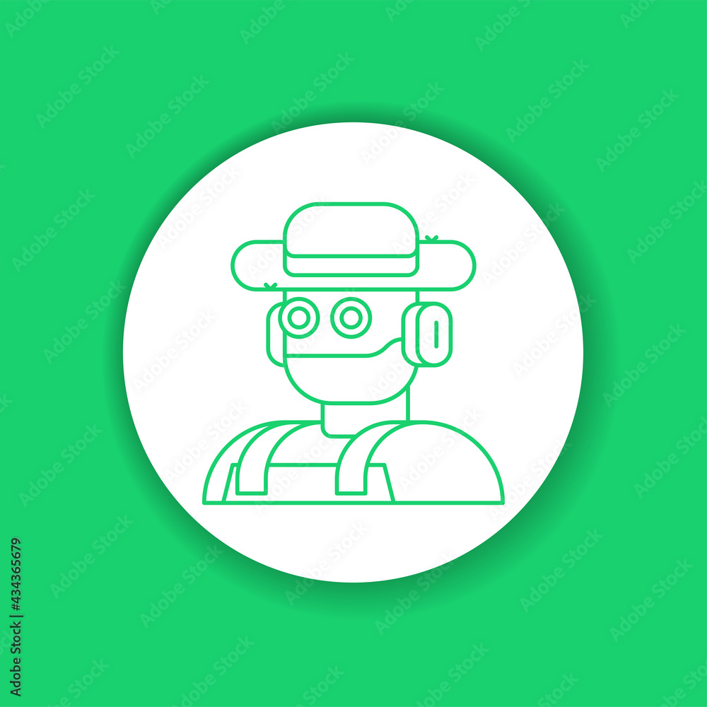 Futuristic robot farmer to increase efficiency. Agricultural IOT. Smart farming color glyph icon. Futuristic robot farmer to increase efficiency. Agricultural IOT. Smart farming color glyph icon.