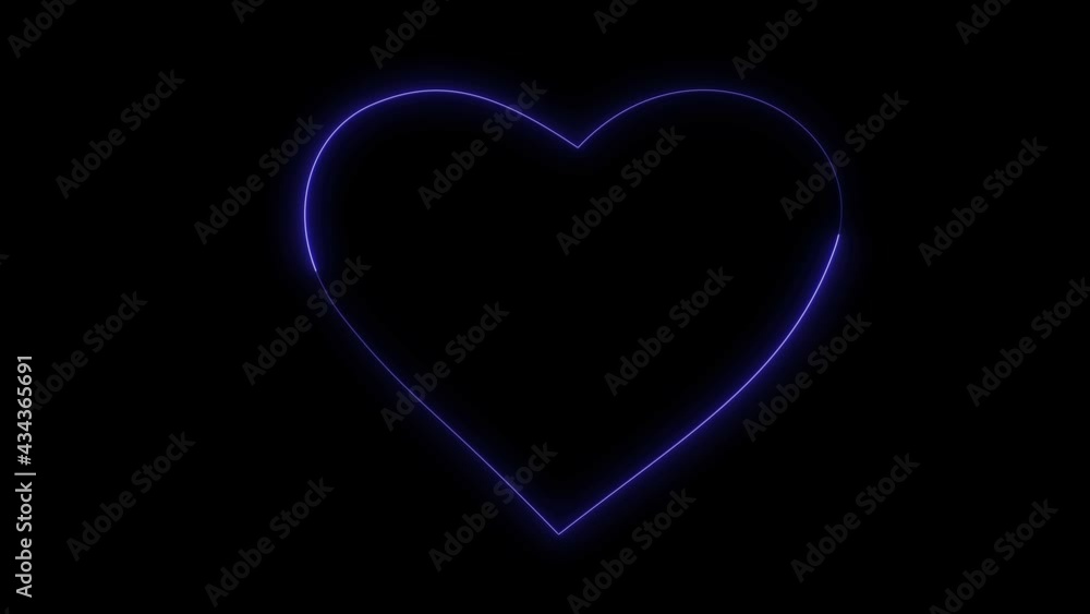 Dynamic glow effects of the contour of the heart on a black background. Neon design elements. Futuristic glowing background. Looped Dynamic glow effects of the contour of the heart on a black background. Neon design elements. Futuristic glowing background. Looped