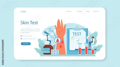 Allergist web banner or landing page. Disease with allergy symptom