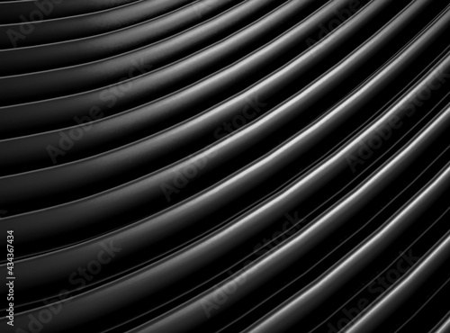 Abstract black wave background. Modern curved Shape elements or wavy stripes. 3d Rendering.