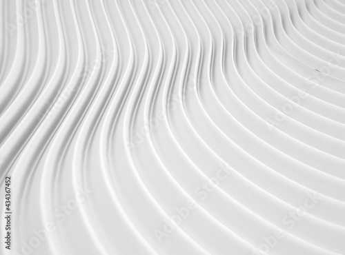 Abstract white wave background. Modern curved Shape elements or wavy stripes. 3d Rendering.