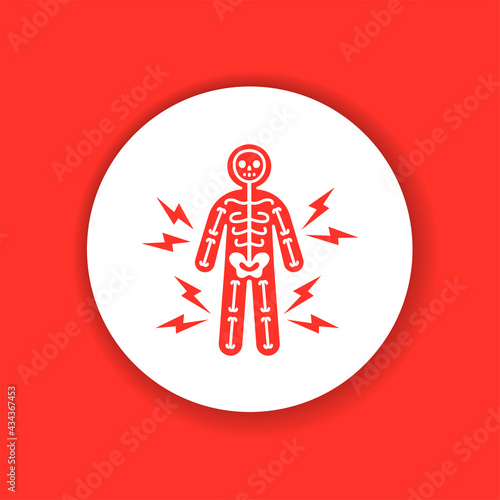 Arthritis human body glyph color icon. Inflammation joint.