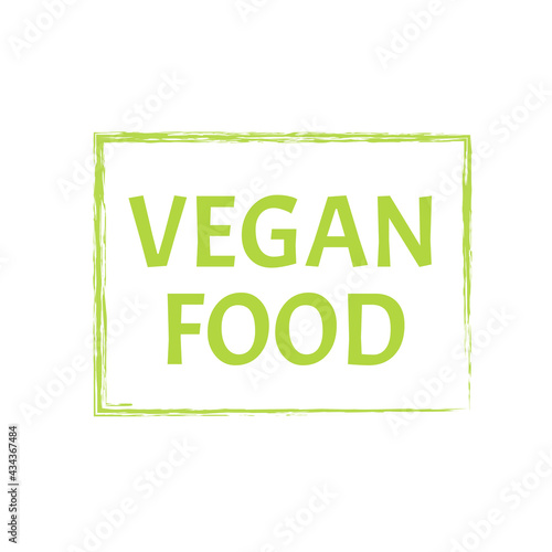Vegan food label design. Vegan, no meat, lactose free, healthy, fresh and nonviolent food. 