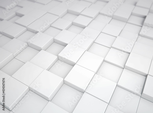 Abstract white blocks or cubes background. 3d Rendering.